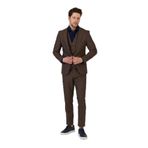 Ateca Erkek Hardal İtalyan Çizgili Ceket+Pantolon+Yelekli Slim Fit Takim Elbise Hardal 54/6