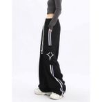 Ategewear Y2K Harajuku Şerit Detay Kargo Eşofman Altı/pantolon - 000-Siyah - S - M