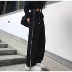 Ategewear Y2K Harajuku Siyah Eşofman Altı Kadın L - XL Beden Zip Detaylı Modern Tasarım - 000-Siyah