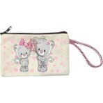 Atekder Kalp ve Kedi Baskılı Ham Bez Cüzdan 18X12 Cm. - 02-Gri