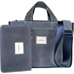 Atelier Bomonti Hishi Rj Tote Bag Denim Lacivert Biyeli Mumlu Kanvas Omuz Çantası & El Çantası - Denim Lacivert Pembe