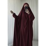 Atelier Cheval Cilbab - Fransız Cilbab - Tesettür Elbise - Çarşaf - Namaz Elbisesi - Tek Parça Çarşaf - Jilbab - Bordo - 1