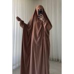 Atelier Cheval Cilbab - Fransız Cilbab - Tesettür Elbise - Çarşaf - Namaz Elbisesi - Tek Parça Çarşaf - Jilbab - Sütlü Kahve - 1