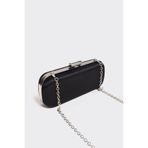 Atelier Nord Siyah Saten Gümüş Kapaklı Clutch Abiye Çanta