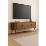 ATELIER Özel Tasarımlı 2 Çekmeceli Ayaklı Oval Şık Çıtalı Modern TV Ünitesi