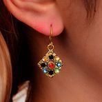 Atentuyi Kristal küpe altın kanca küpe değerli taş damla küpe geometri kare küpe çingene küpe eşkenar dörtgen sallanan delikli küpe Boho takı kadınlar ve kızlar için