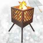 Ateş Çukuru 2 Adet Mangal Izgaralı Bahçe Şöminesi Barbekü Soba Firepit Ateş Çanağı