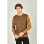 Ateş Triko 3035 Bisiklet Yaka Desenli Yün Camel Erkek Kazak