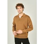 Ateş Triko 6091023 Polo Yaka Düğmeli Yün Camel Erkek Kazak