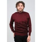 Ateş Triko Erkek Yarım Balıkçı Yaka Desenli Kazak 6091804 Bordo - 2XL