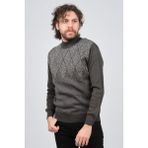 Ateş Triko Erkek Yarım Balıkçı Yaka Desenli Kazak 6091804 Füme - 2XL