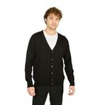 Ateş Triko V Yaka Düğmeli Uzun Kollu Yün Hırka, 2XL, 8060920241020, Siyah, Erkek