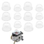 Ateşleme kapsülü, astar pompası, 12 adet, yakıt pompası, karbüratör, primer piston, şeffaf pompa, ampul, silikon yakıt pompası, benzinli yakıt, motorlu testere, çim biçme makinesi için (19 mm ve 22