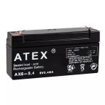 Atex 6 Volt 3.4 Amper Yatık Akü Bakımsız Kuru Akü 125X35X61 mm