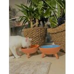 Ath Store 20 cm Çömlek Kedi - Köpek Mama-Su Kabı Ayaklı Sırlı 2'li