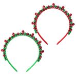 Athem 2 adet Noel saç süsü, çanlı, Noel saç bandı, kırmızı yeşil Noel saç bandı, çocuklar ve yetişkinler için, Noel saç süsü