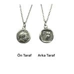 Athena Figürlü Bilgelik Tanrıçası Para Kolye – Çift Taraflı – 1 Adet – 60 Cm Zincirli Metal Kolye