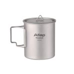 ATiAP Titanyum Tencere 750 ml Sırt Çantalı Kamp Kahve Demliği Kamp Kupası Kapaklı Katlanabilir Saplı Taşınabilir Hafif (Kefalet Kulpsuz