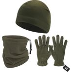 Atik Camp 3'lü Kışlık Set Polar Bere, Eldiven, Boyunluk - Warm - Haki - (SBLN.008) - Tek Beden - --