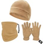 Atik Camp 3'lü Kışlık Set Polar Bere, Eldiven, Boyunluk - Warm - Kum - (SBLN.008) - Tek Beden - --