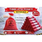 Atık Poşeti Büyük Boy 10'Lu 10 Rulo Kırmızı Atık Atık Poşeti Seti