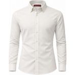 Atilla Özer Barsello Slim Fit Uzun Kol Yaka Düğmeli Erkek Gömlek - 7536 - Beyaz - 2XL