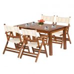 Atina Ahsap Bahce Balkon Takimi: 80X120 Sabit Ayakli Masa + 4 Minderli Katlanir Sandalye Set