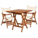 Atina Minderli Katlanir Ahsap Bahce Balkon Takimi: 70X70 Masa + 2 Sandalye Set