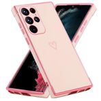 ATISIJIE Samsung Galaxy S24 Ultra Kılıf,Elektroliz Aşk Kalp Kılıf Yumuşak TPU Kaplama Tampon Koruyucu İnce Darbeye Dayanıklı Telefon Kılıfı Kızlar Kadınlar(LKAX-Pembe)