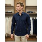 Atk Giyim Atkgiyim Erkek Slim Fit Gizli Düğme Detaylı Pamuklu Saten Gömlek - 5 Renk Seçeneği Klasık Gömlek Spor Kesim Takım Elbise Gömleği - Lacivert - XL