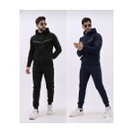 Atk Giyim Atkgiyim Tech Fleece Erkek Renk Bloklu Su Geçirmez Fermuar Detaylı Kapüşonlu Eşofman Takımı - Lacivert A - 2XL