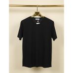 Atk Giyim Erkek Oval Kesim Geniş Açık Yaka Tişört - Etek Ucu Kavisli Casual T-Shirt - Siyah - XL
