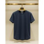 Atk Giyim Erkek Oval Kesim Geniş Açık Yaka Tişört - Etek Ucu Kavisli Casual T-Shirt