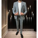 Atk Giyim Erkek Slim Fit Spor Takım Elbise - Jogger Pantolon & Ceket Kombin - 5 Renk Seçeneği - Gri - XL