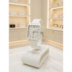 Atk Giyim Minimalist Çizgiler, Modern Duruş: Kare Kasa Silikon Erkek Kol Saati - Beyaz