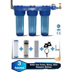 Atlantis Daire Bina Girişi 10 Inch 3 Aşama Su Arıtma Yumuşatma Cihazı(KİRE.KLOR ÖNLEYİCİ SET)