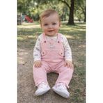 Atlas Baby House Kız Bebek Tavşan Desenli Waffle Kumaş Baskılı Uzun Kollu Salopet Tulum Takım - Pudra - 3 Ay