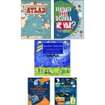 Atlas Kıtalar Denizler Ve Kültürler Arası Yolculuk Rehberi + Dünyanın Öbür Ucunda Ne Var + Geceleri Gökyüzü + Uzay Hakkında Bilmen Gereken 100 Şey + Genç Astronotun El Kitabı / 5 Kitap Set