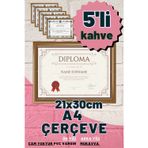 Atlas Sanat Galerisi 5 Adet A4 Çerçeve Diploma Belge Sertifika Fotoğraf Resim Çerçevesi Pvc 5 Li Kahverengi