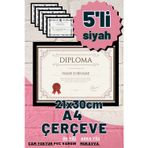 Atlas Sanat Galerisi 5 Adet A4 Çerçeve Diploma Belge Sertifika Fotoğraf Resim Çerçevesi Pvc 5 Li Siyah