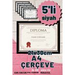 Atlas Sanat Galerisi 5 Adet A4 Çerçeve Diploma Belge Sertifika Fotoğraf Resim Çerçevesi Pvc 5 Li Siyah