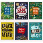 Atlas Seti 6 Kitap (Uzay Atlası +Hayvan Atlası + Kelime Atlası + Kafası Değişikler Atlası + Ağaç Atlası + Güzel Ülke Atlası)