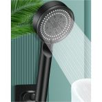 Atlas Teknik Turbo Fan 5 Fonksiyonlu Su Tasarruflu Duş Başlığı Turbo El Duşu Siyah Duş Başlığı Nikel