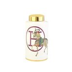 Atlı Hermes Beyaz Gold Dekoratif Küp Büyük Boy 17X17X33 Cm Ak.Wlt0701