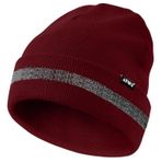 ATNKE Yansıtıcı Kasketler Güvenlik Yüksek Görünürlüklü Kış Termal Örme şapka Yansıtıcı Şeritli Uygun Açık Çalışma Sporları, Wine Red, One Size