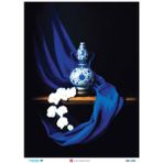 Atölye 7-77 Diamond Craft N: 2751 Siyah Fon Mor Kumaş Fonda Vazo 30X42 cm Dekopaj