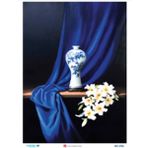 Atölye 7-77 Diamond Craft N: 2755 Siyah Fon Lacivert Kumaş Fonda Vazo 30X42 cm Dekopaj