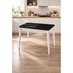 Atolye Casa 60x100cm Siyah Mermer Katlanır Mutfak Masası Dolunay Model