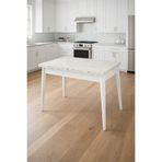 Atolye Casa 65x110cm Beyaz Mermer Görünümlü Açılır Mutfak Masası Vista Model