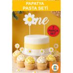 Atölye Doruk 1 YAŞ Doğum Günü Papatya Figürlü Pasta Süsü-Papatya Temalı Parti Papatya Kürdan